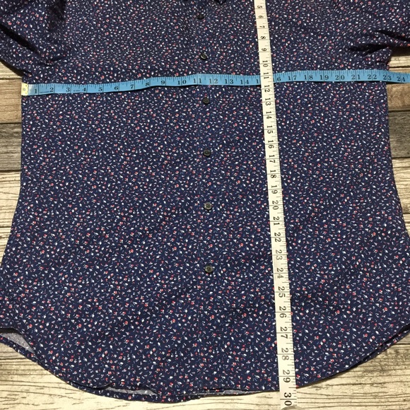 Banana Republic Soft Wash Slim Fit Floral Button Shirt Men’s L Navy Blue - Picture 2 of 10